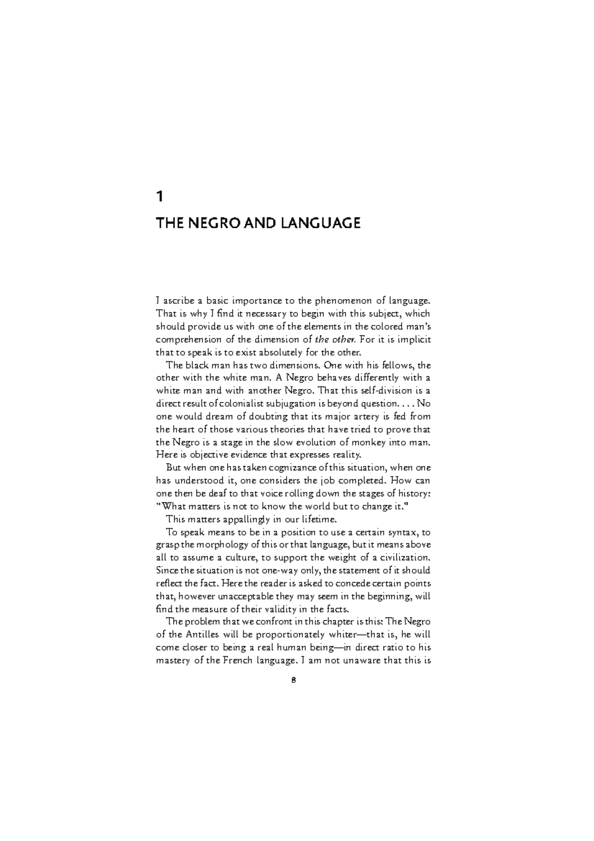 Lecture 12 fanon black skin white masks selection 1 the negro and
