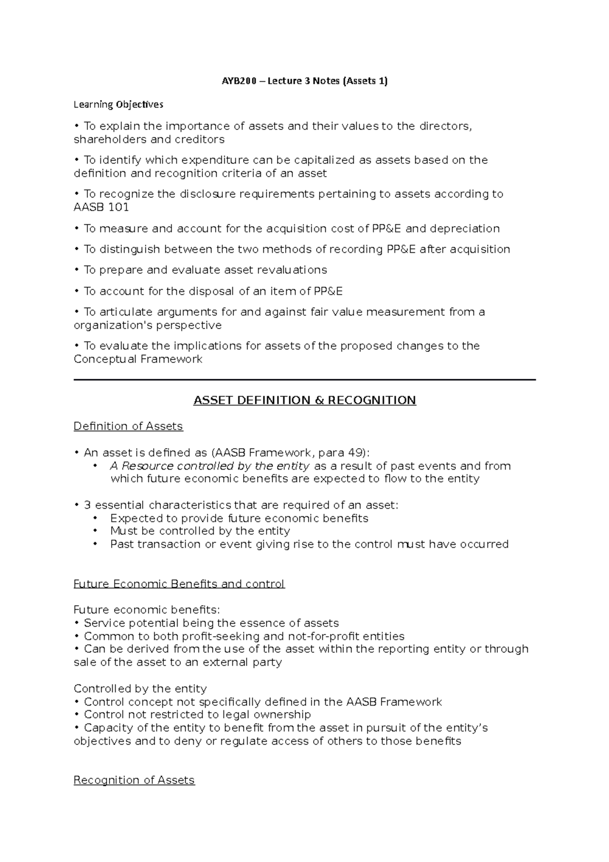 Lecture 3 Notes Ayb200 Lecture 3 Notes Assets 1 Learning Objectives To Explain The Lecture 3 Notes Ayb200 Lecture 3 Notes Assets 1 Learning Objectives To Explain The