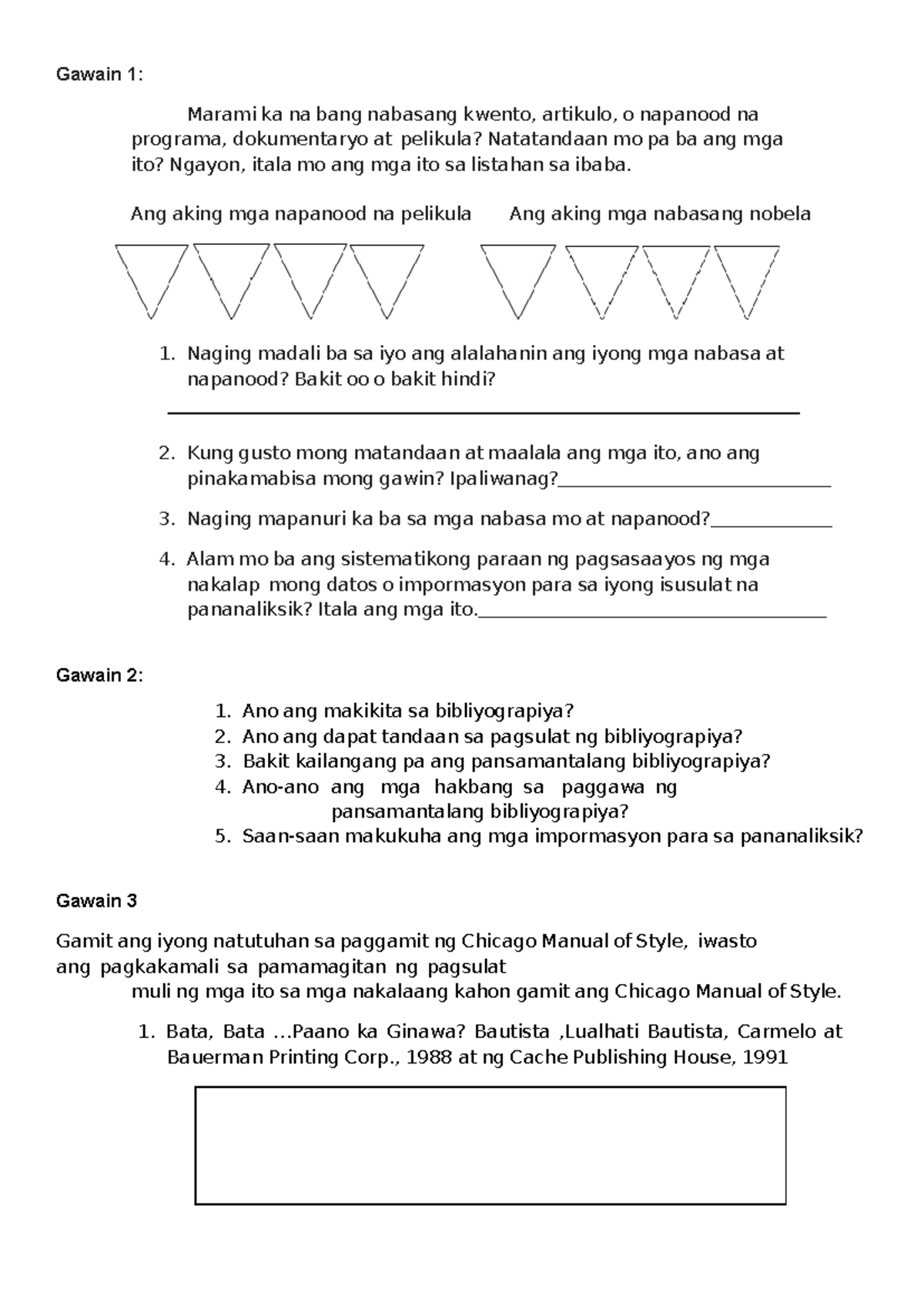 Activity Pagbuo Ng Bibliyograpiya Gawain 1 Marami Ka Na Bang Nabasang Kwento Artikulo O 2638