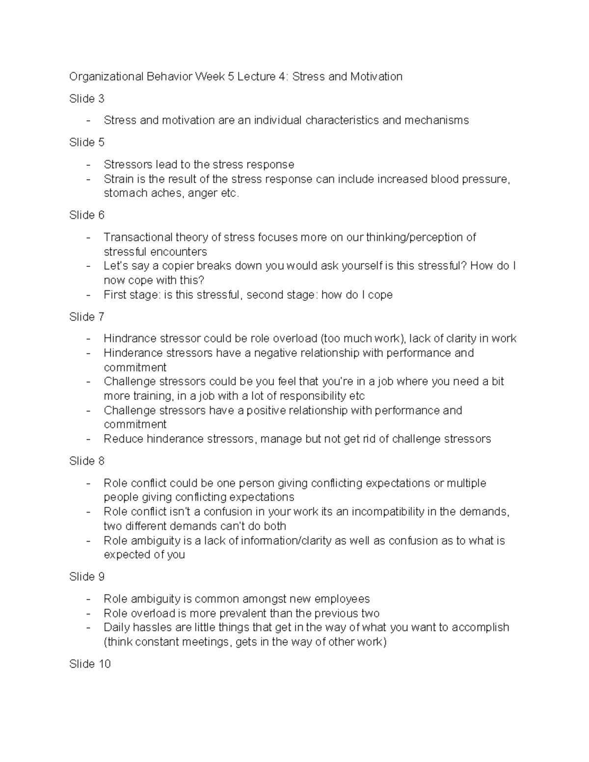 OB week 5 extra notes - Organizational Behavior Week 5 Lecture 4 ...