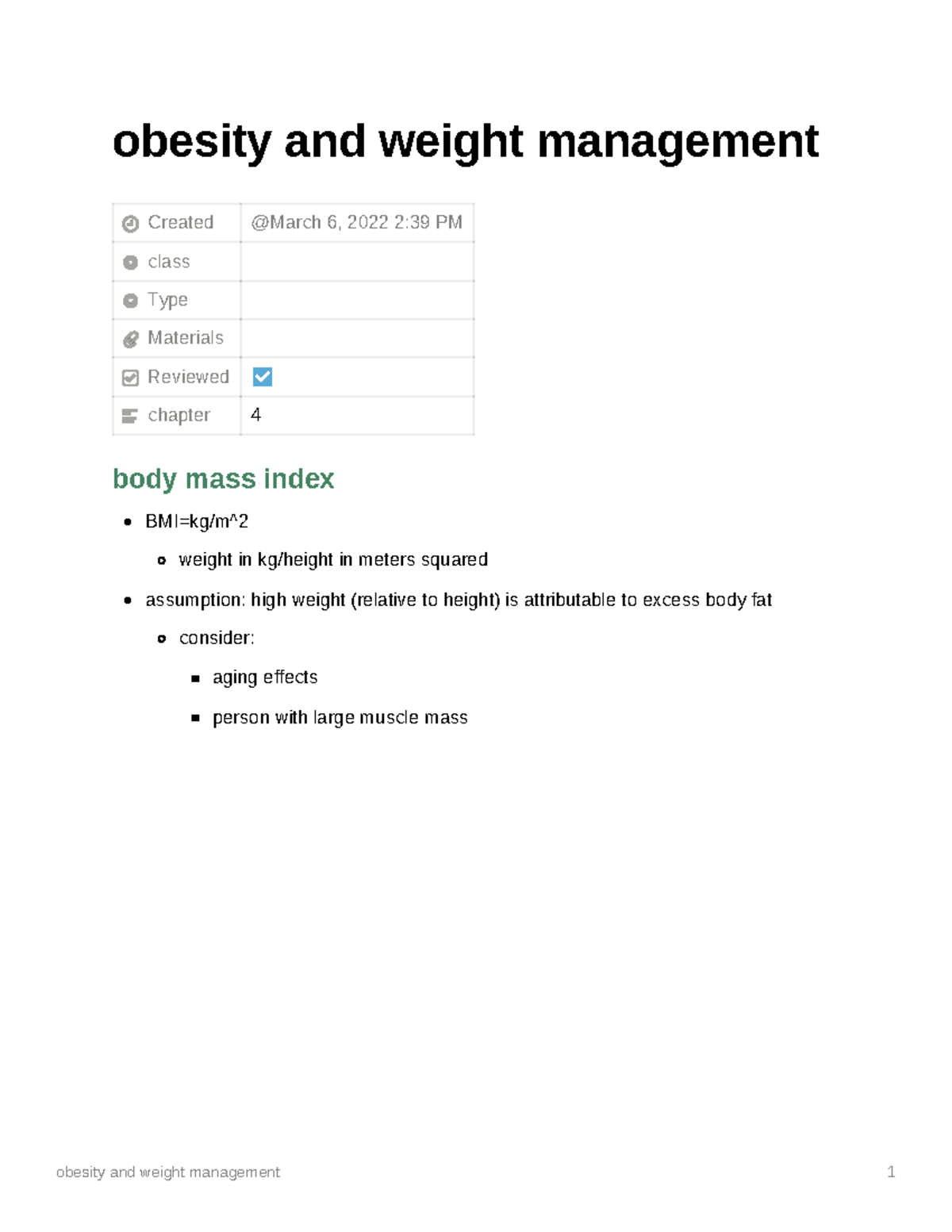 Obesity and weight management - BIOL 446 - Studocu
