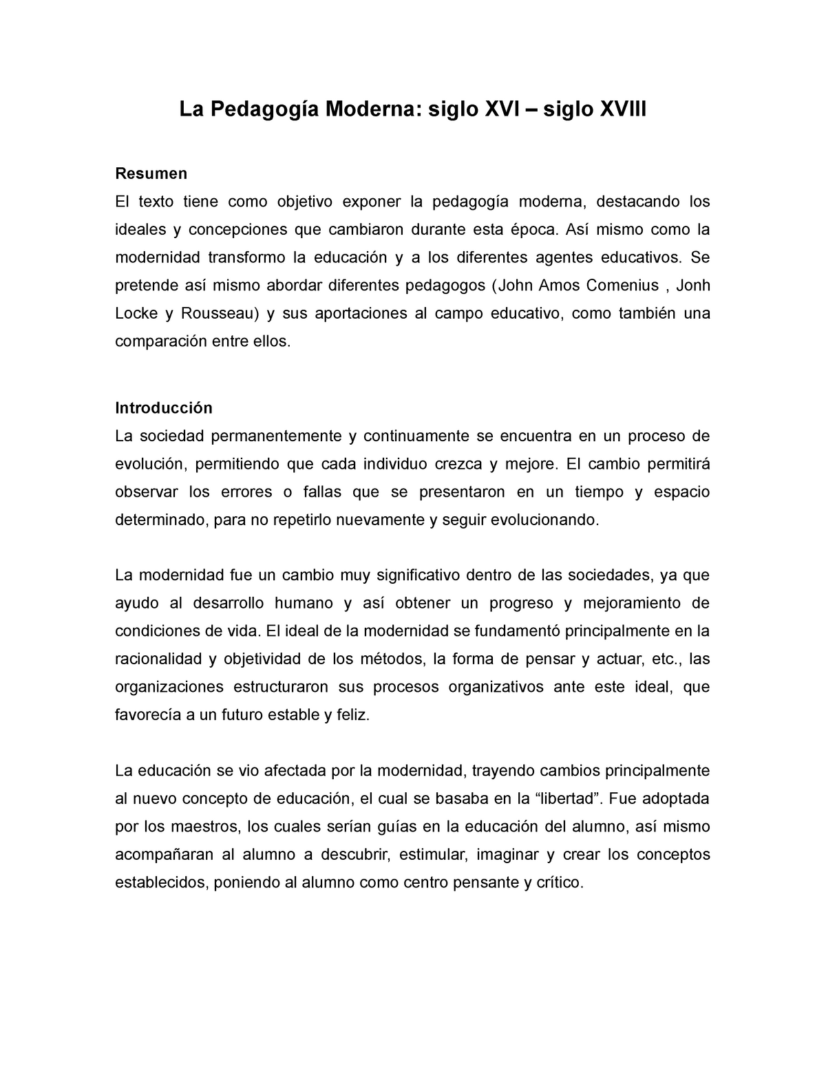 La Pedagogía Moderna Apuntes 4 La Moderna Siglo Xvi Siglo Resumen El Texto Tiene Como 4046