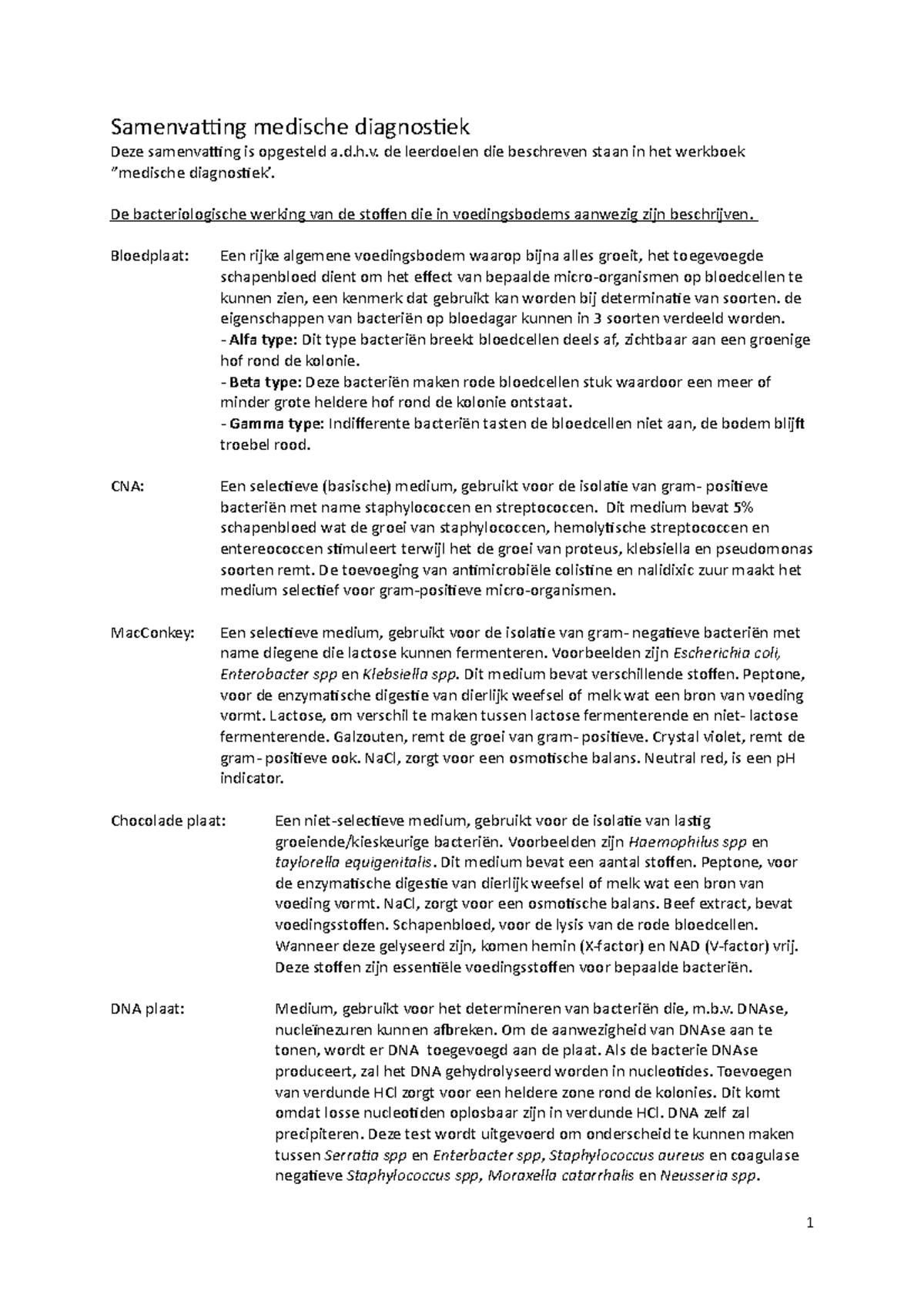 Samenvatting Medische Diagnostiek - D.h. De Leerdoelen Die Beschreven ...