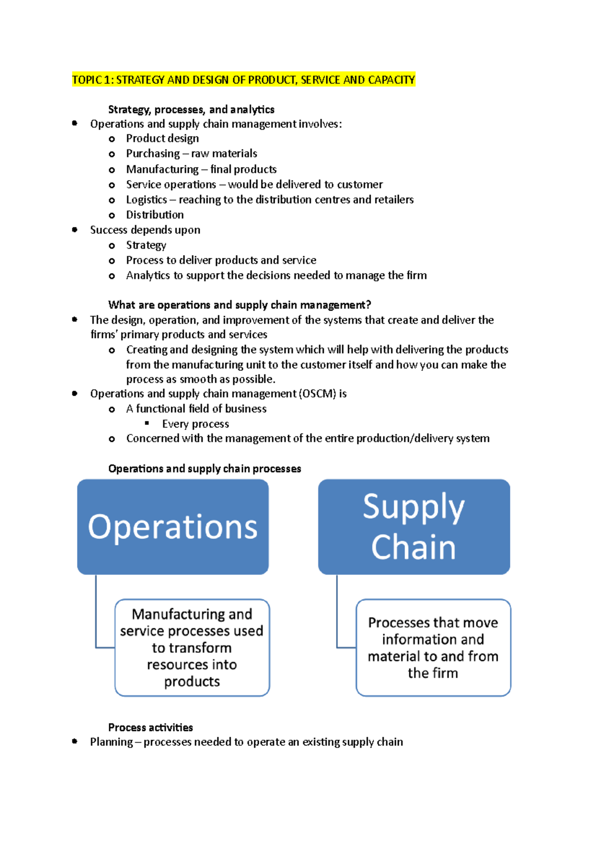 Global operations and supply chain management notes TOPIC 1 STRATEGY AND DESIGN OF PRODUCT