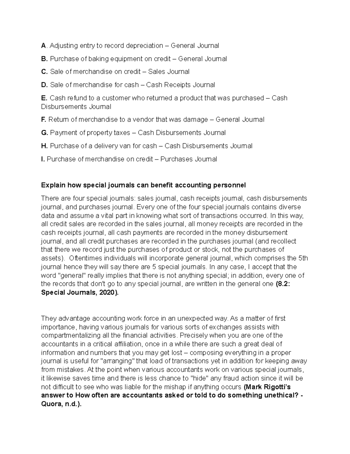 Learning Journal UNIT 4 - A. Adjusting entry to record depreciation ...