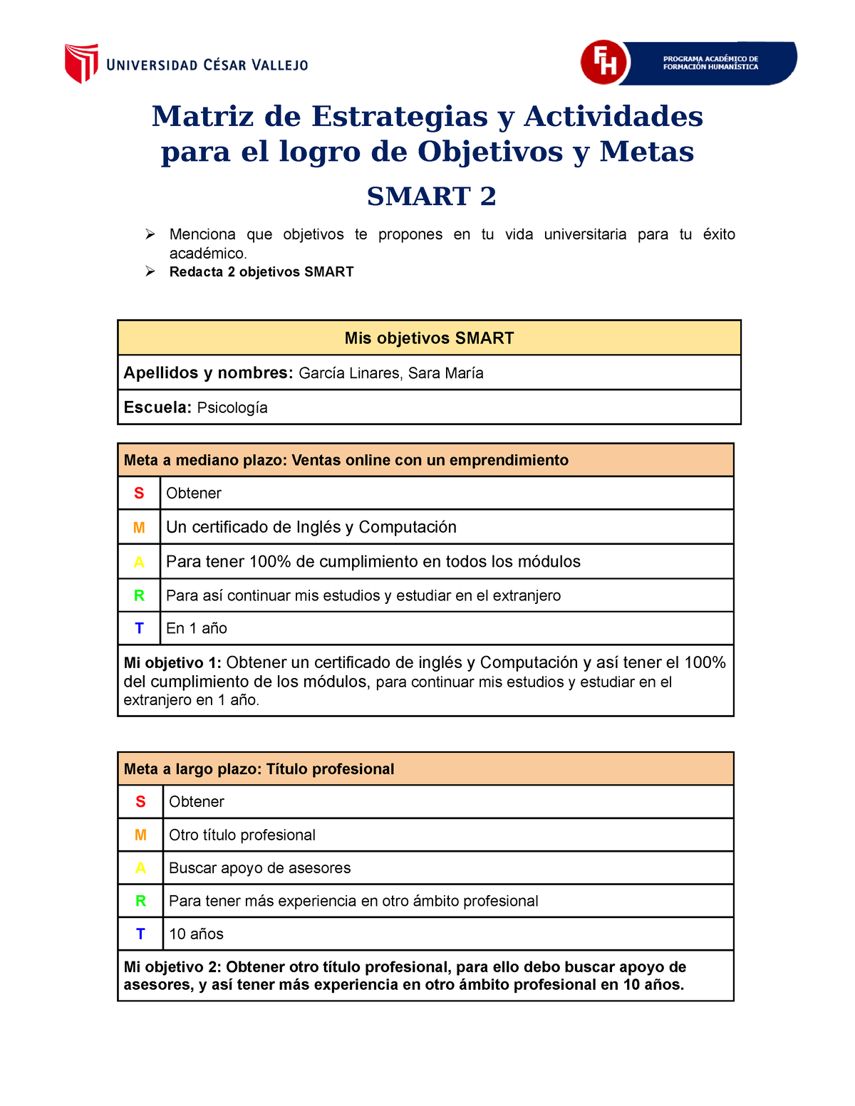 Matriz Smart Mediano Y Largo Plazo Matriz De Estrategias Y Actividades Para El Logro De 5665