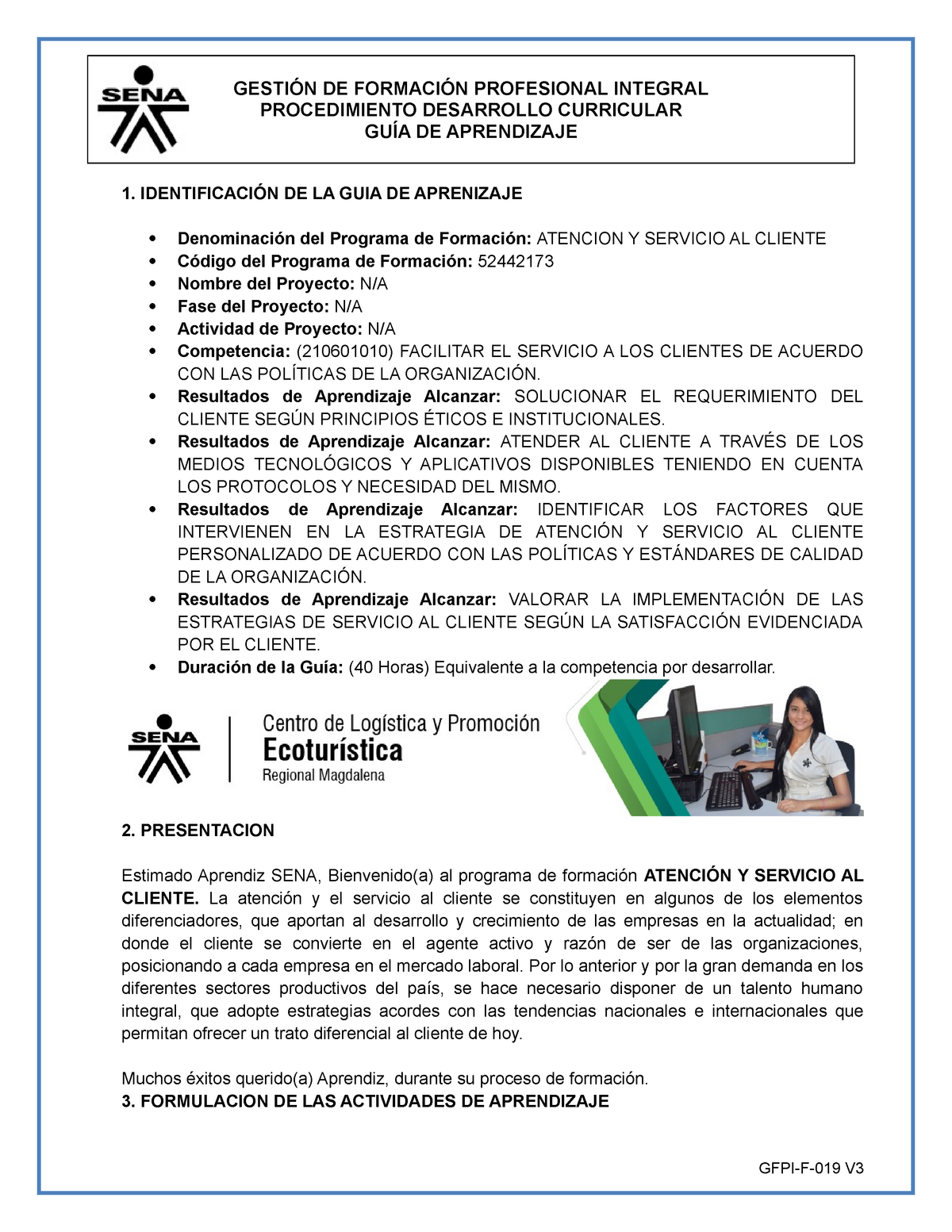 Guia De Aprendizaje Atencion Y Servicio Al Cliente GestiÓn De FormaciÓn Profesional Integral 4163