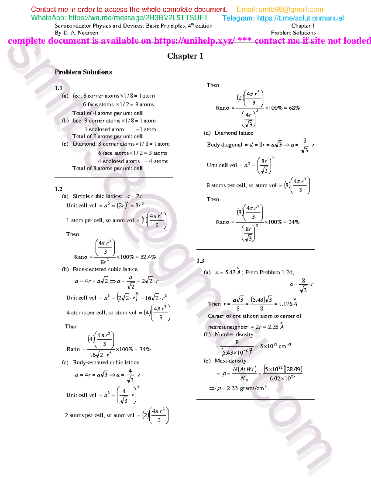 Solution Manual for Semiconductor Physics and Devices 4th edition by ...