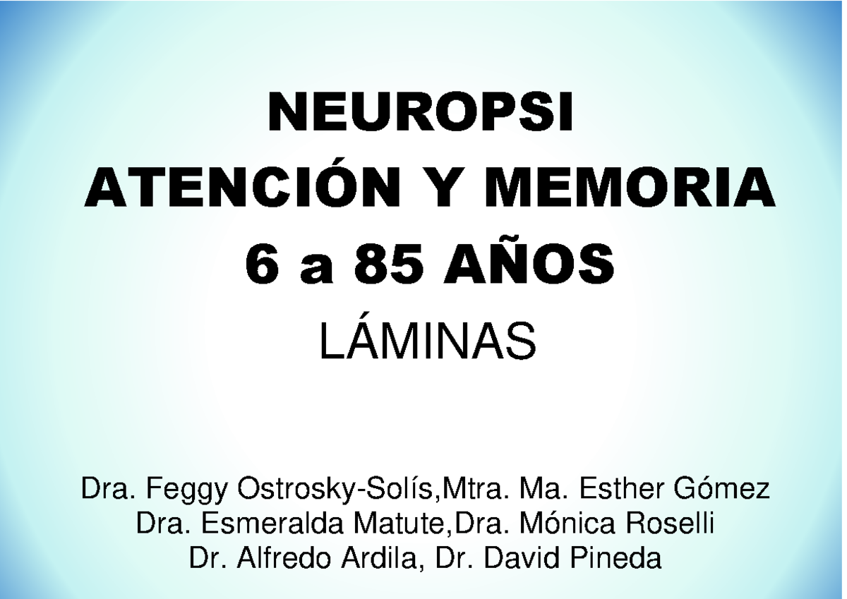 408170020 Neuropsi Atencion Y Memoria Laminas - NEUROPSI ATENCIÓN Y ...