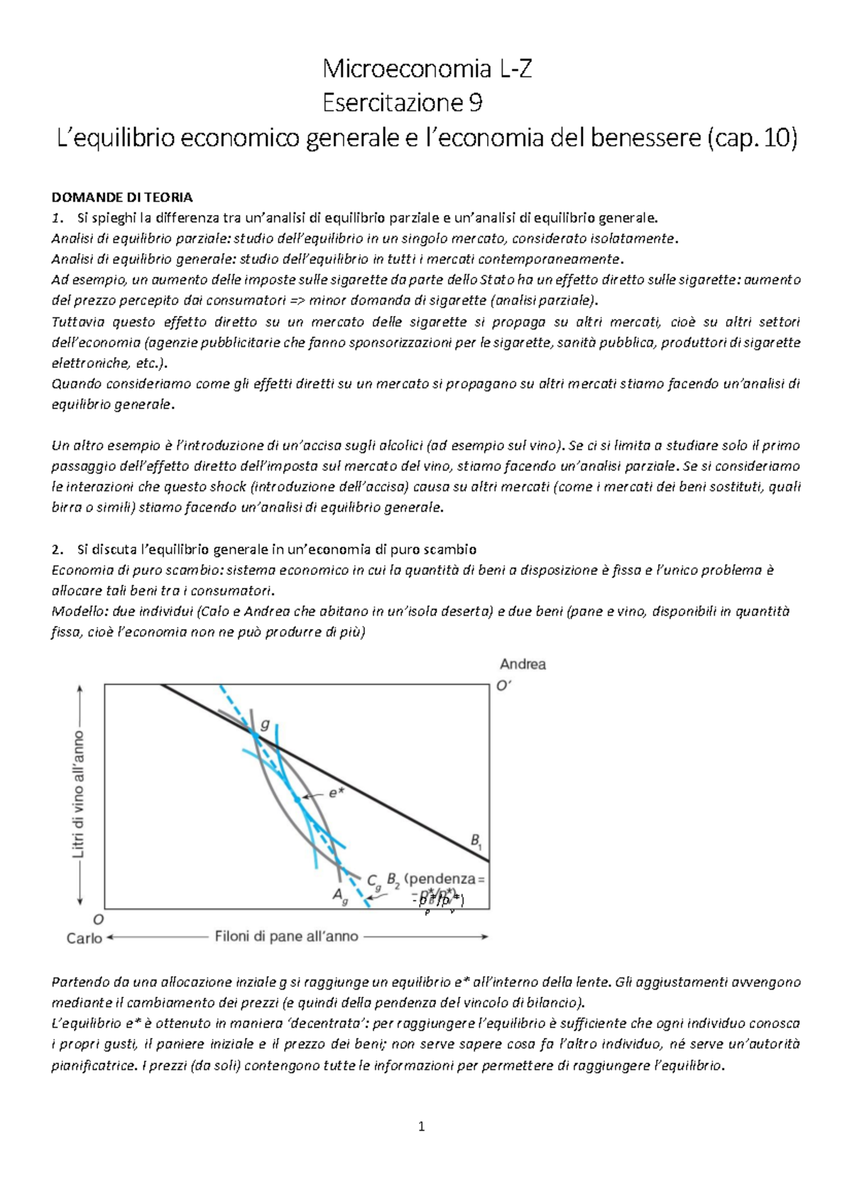 Soluzione Esercitazione 9 - Microeconomia L-Z Esercitazione 9 L ...