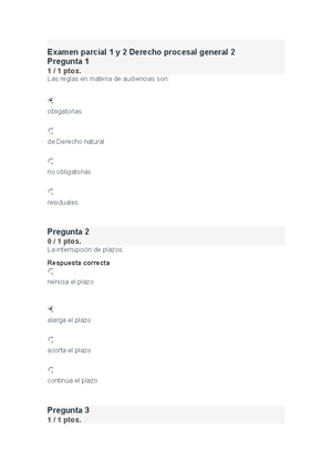 Examen Parcial 3 Y 4 Derecho Procesal General 2 - Examen Parcial 3 Y 4 ...