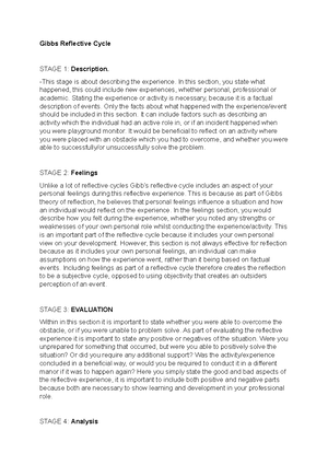 Sample Essay Using Gibbs' Reflective Model - /Services /Samples Gibbs ...