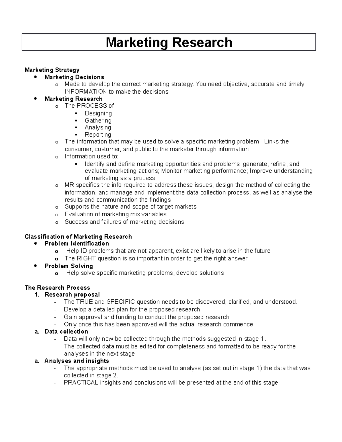 Marketing Research Study Guide - Marketing Research Marketing Strategy ...