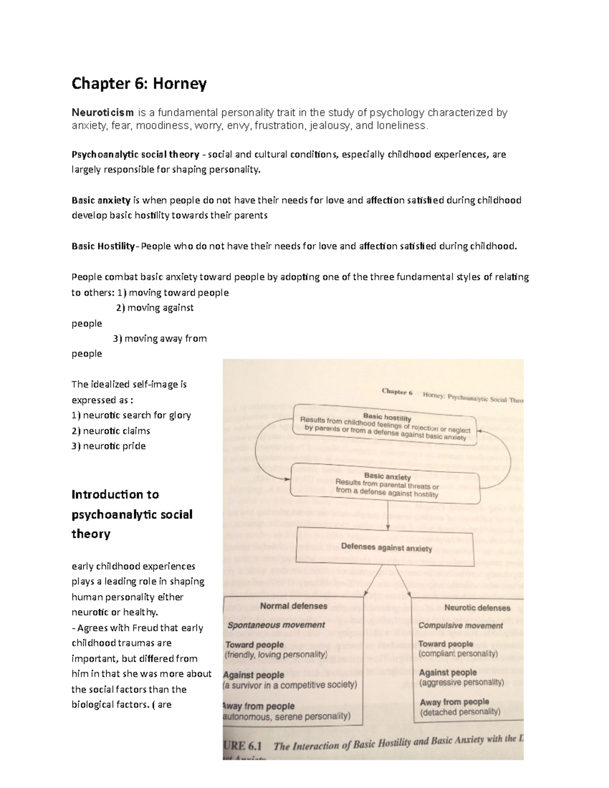 Summary - Chapter 6 - Horney - Chapter 6: Horney - Studocu
