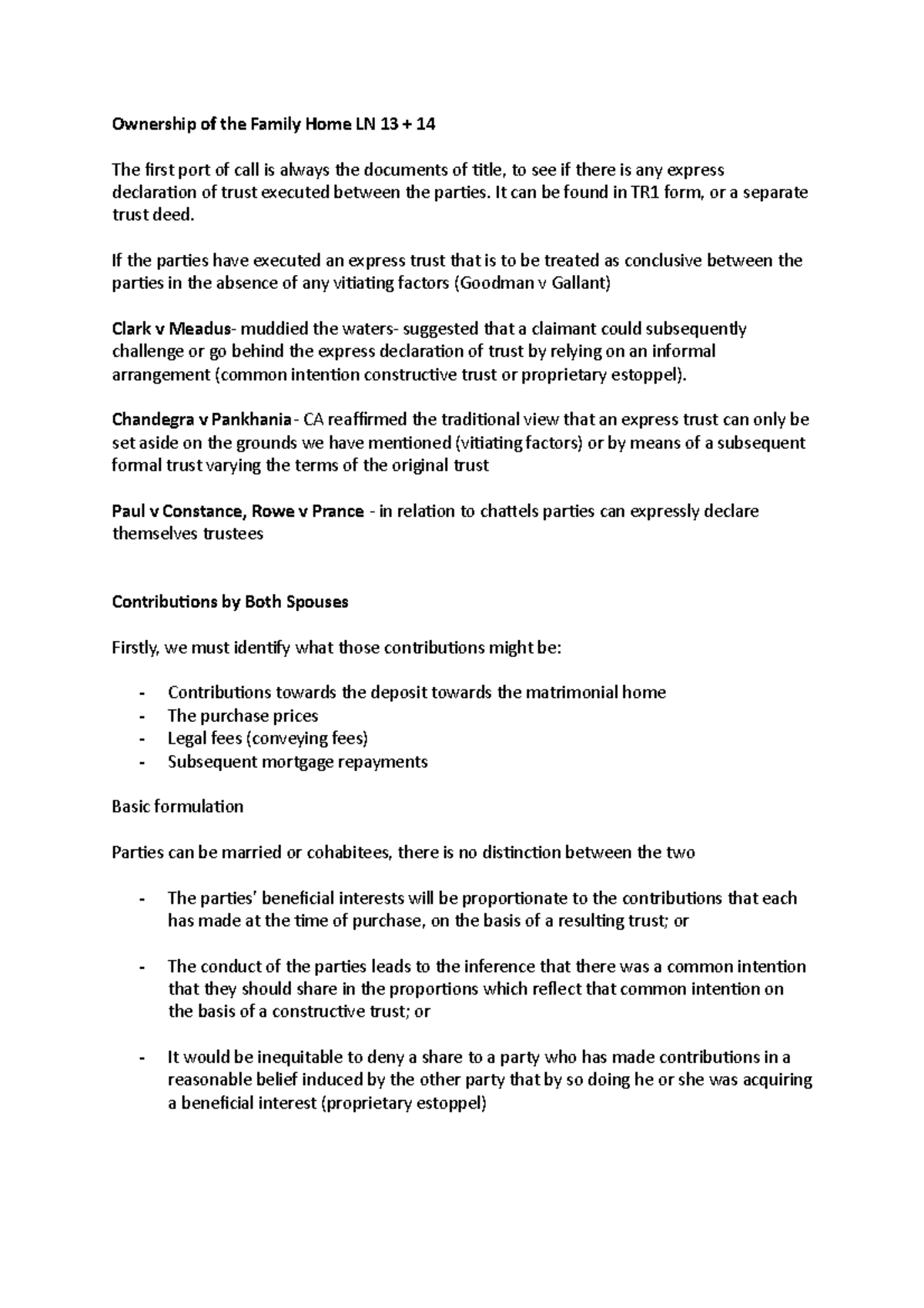 Ownership of the Family Home LN 13 - It can be found in TR1 form, or a ...