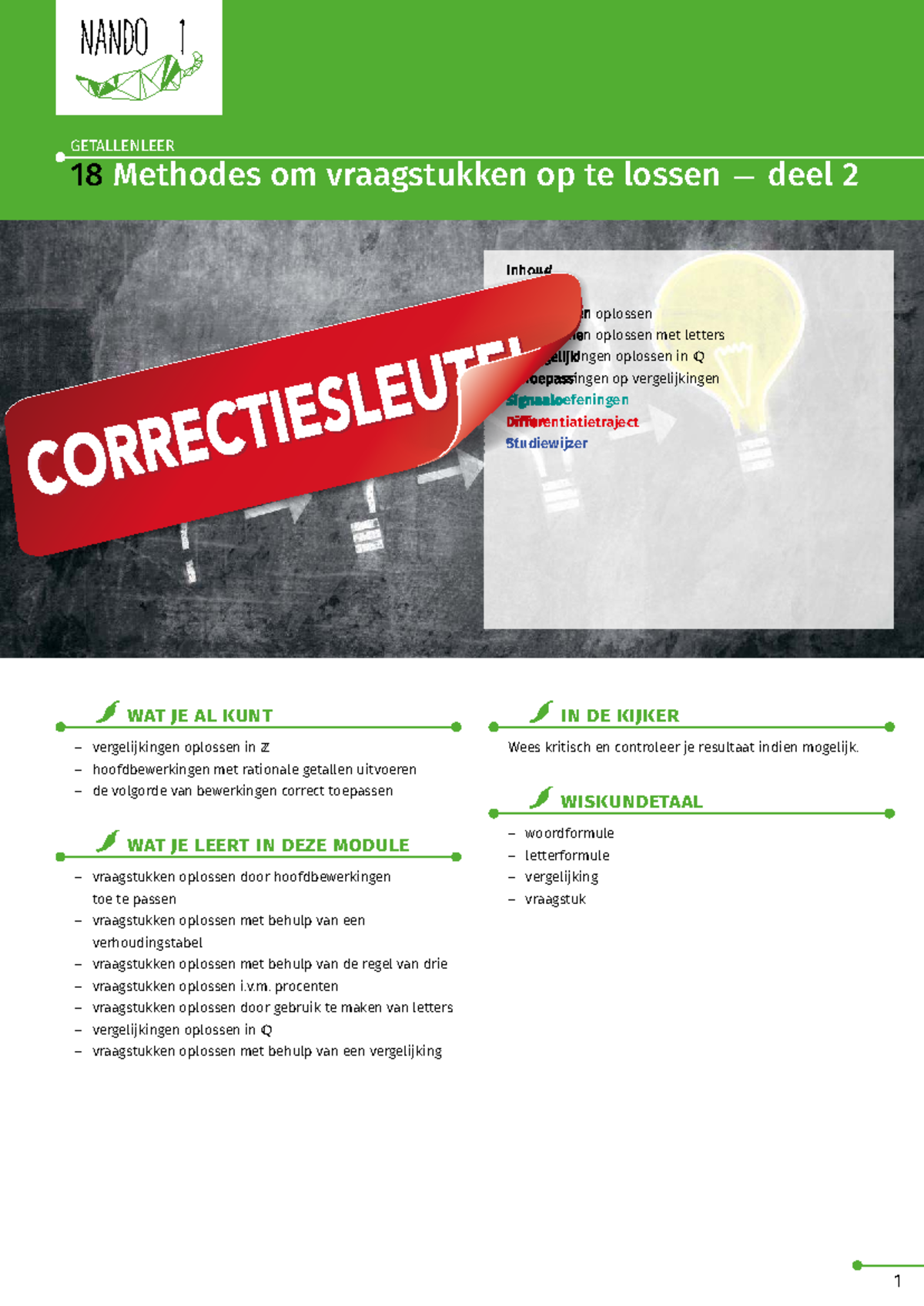 Correctiesleutel-m18-test - Nando 1 Inhoud Instap 1 Problemen Oplossen ...