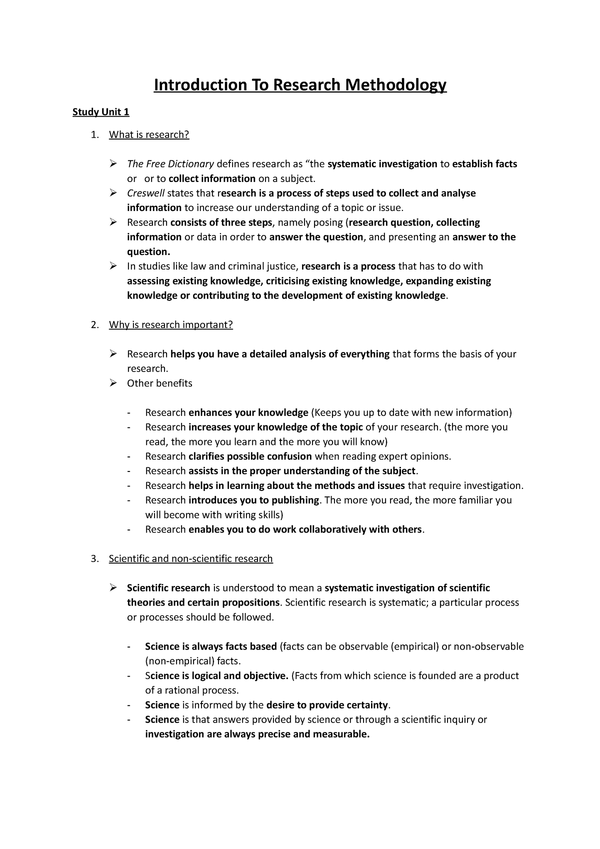 introduction to research methodology assignment