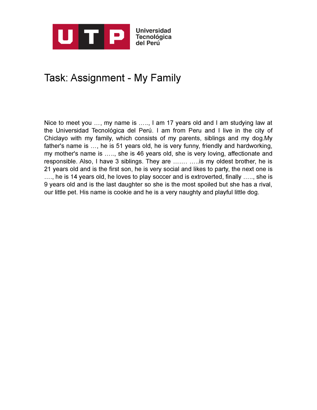 my family assignment