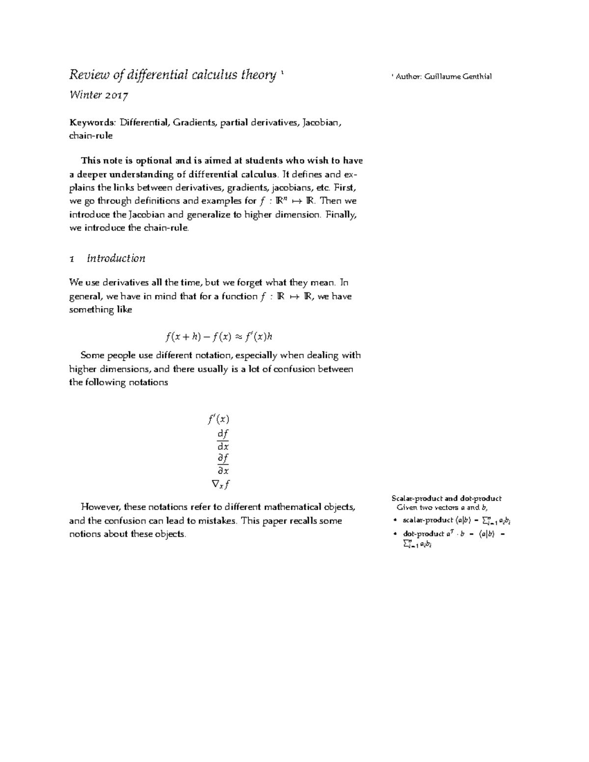 Reviewdifferentialcalculus Review of differential calculus theory 1 1 Author Guillaume