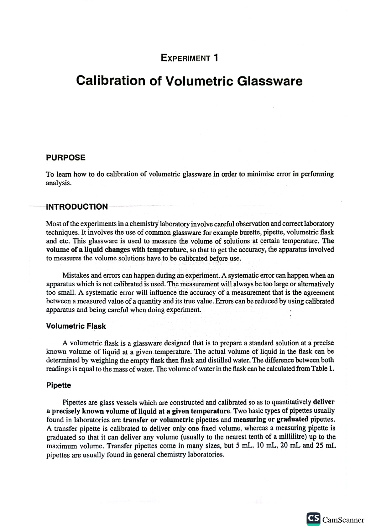 Experiment 1 Calibration Of Volumetric Glassware 230623 003200 - Basic ...