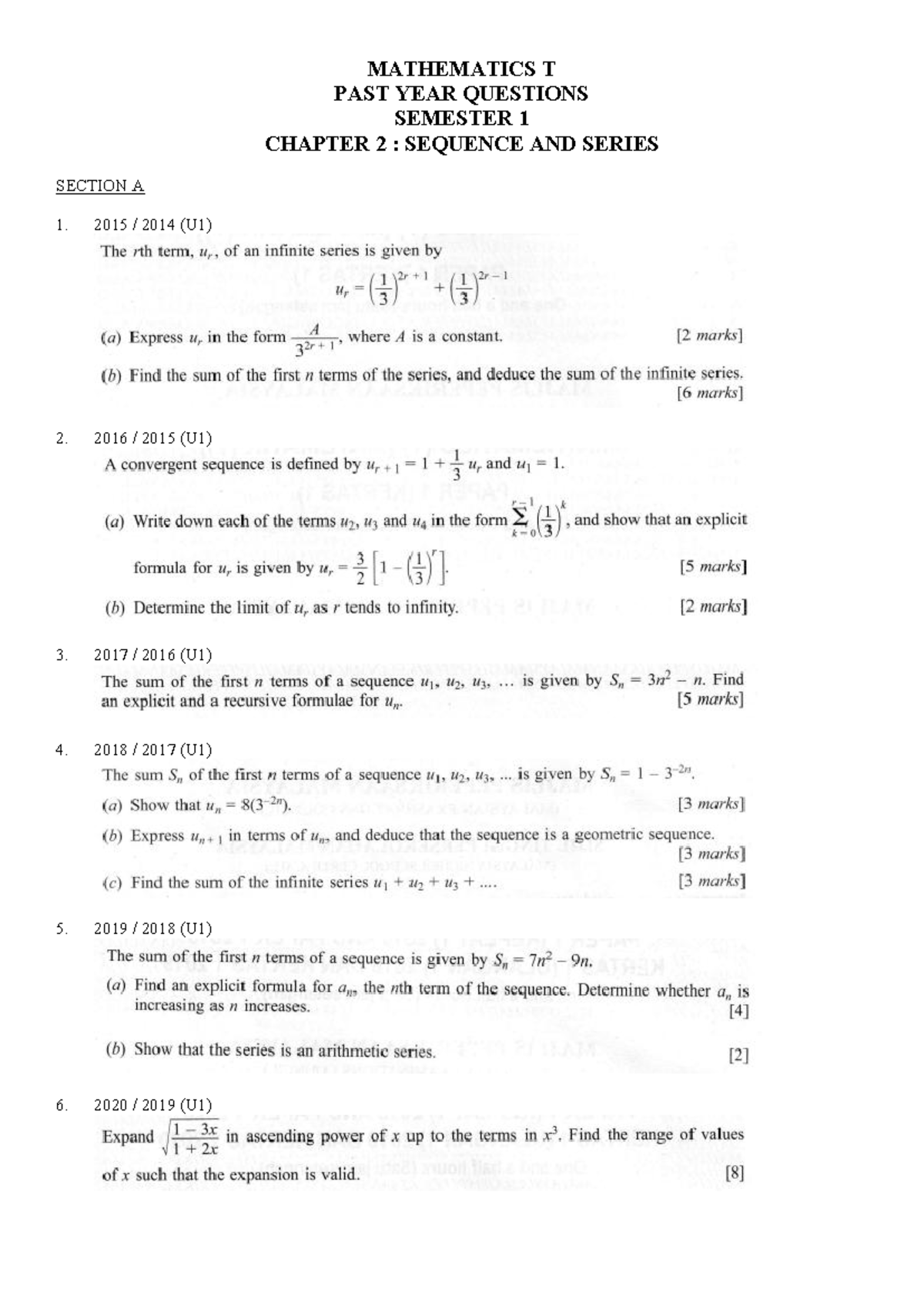 Past Year Question Chapter 2 - MATHEMATICS T PAST YEAR QUESTIONS ...