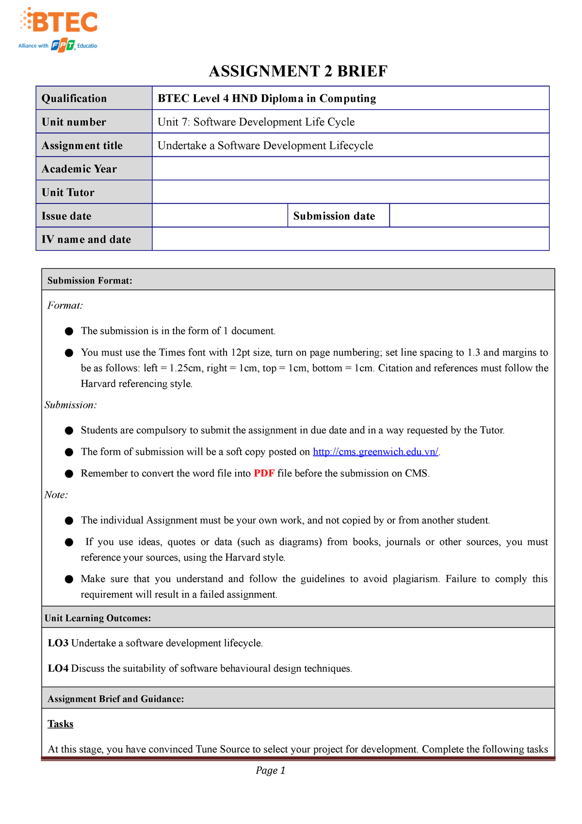 btec iv of assignment brief