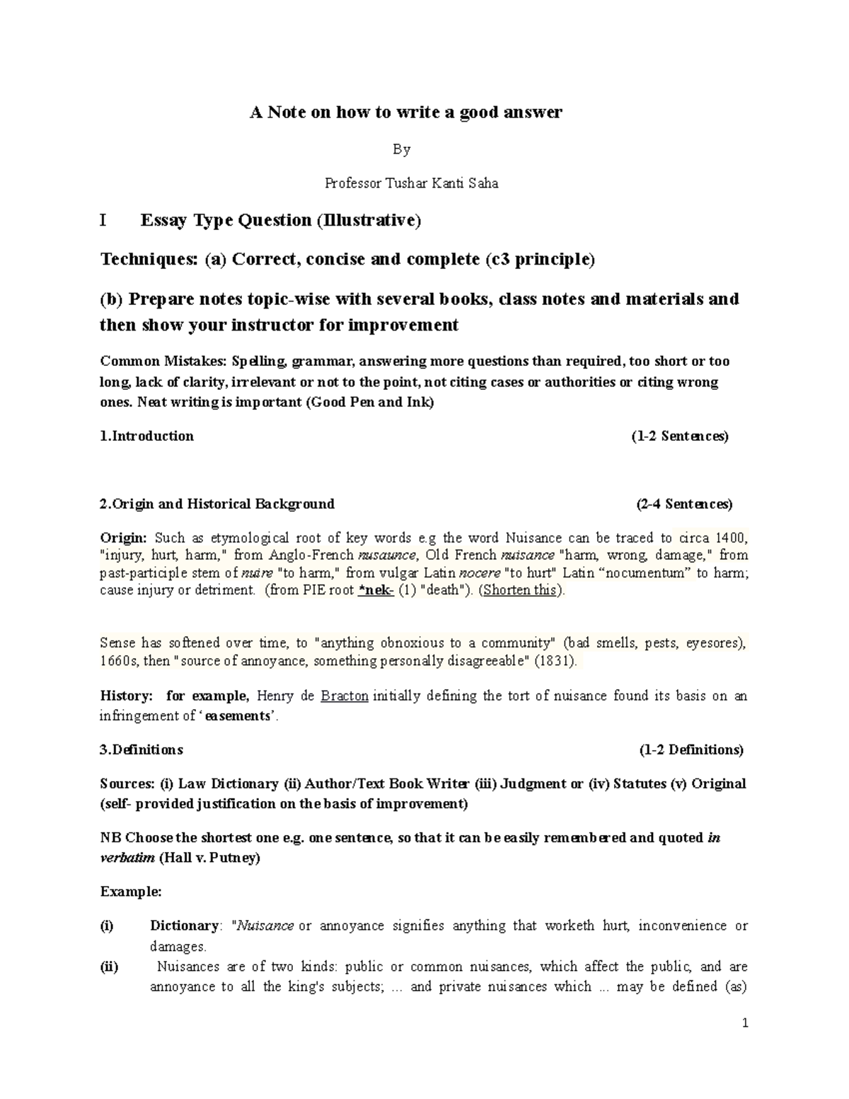 A Note on how to write a good answer - A Note on how to write a good ...