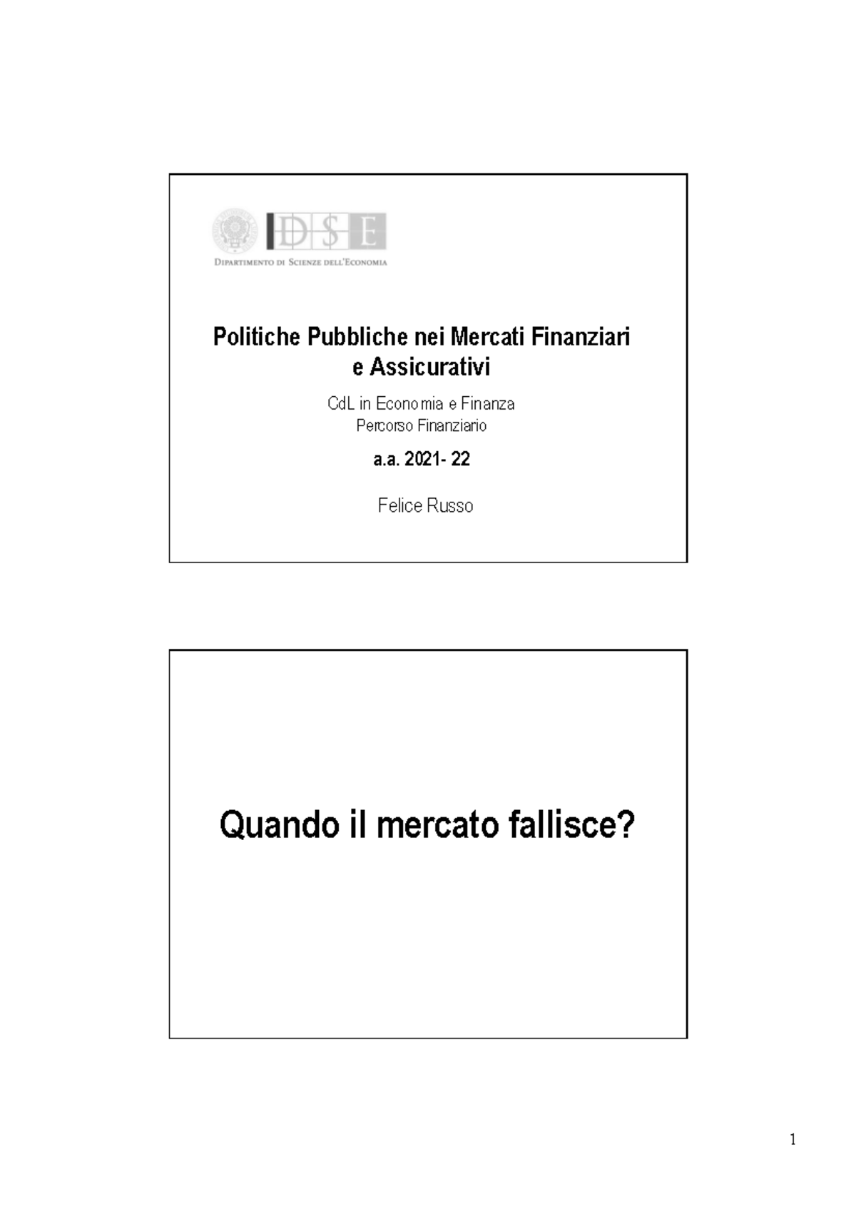 Lucidi Fallimenti del mercato Politiche Pubbliche nei Mercati