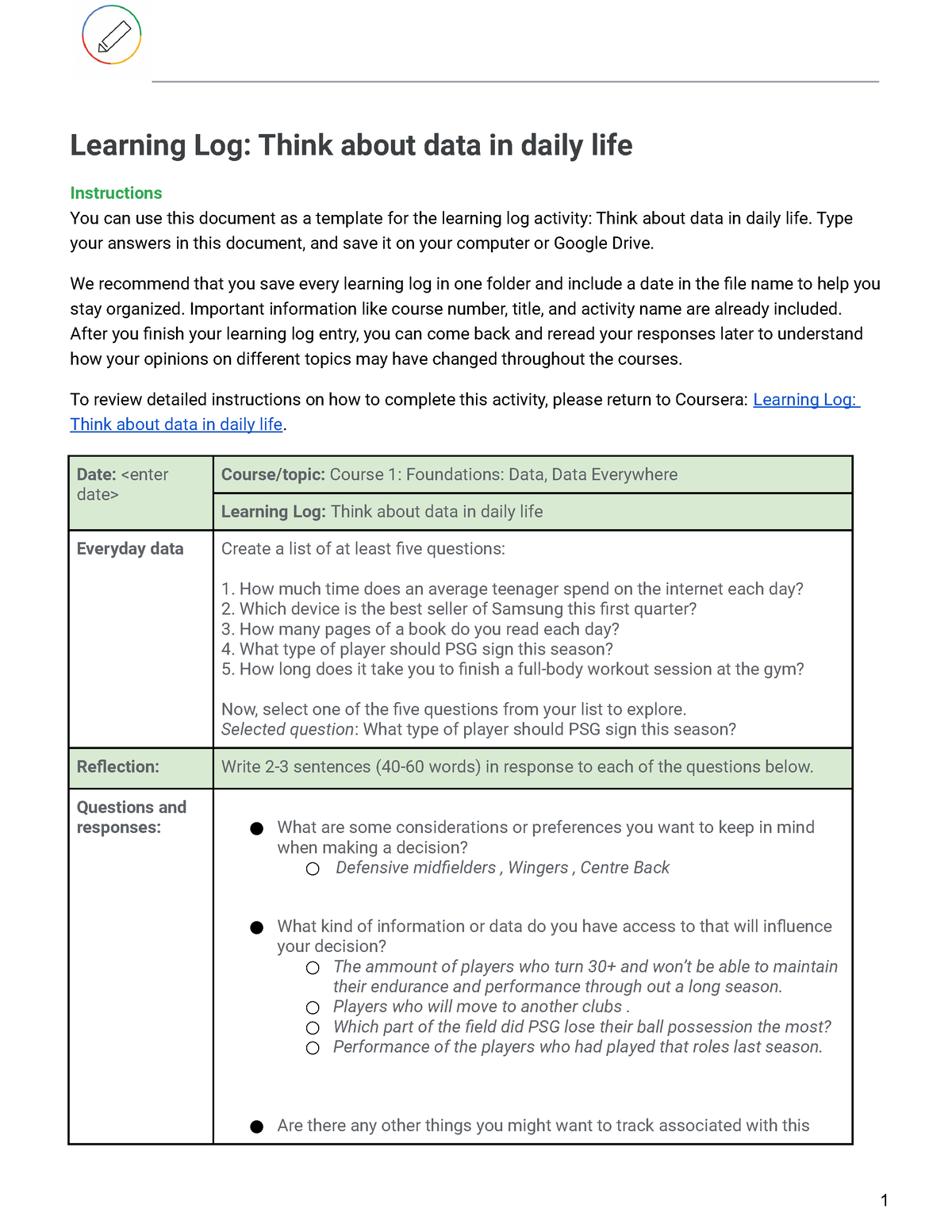 learning-log-template-think-about-data-in-daily-life-11072022-studocu