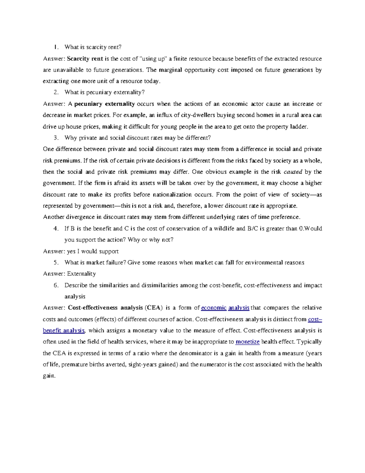 Exam 10 March 2019, questions and answers - What is scarcity rent ...