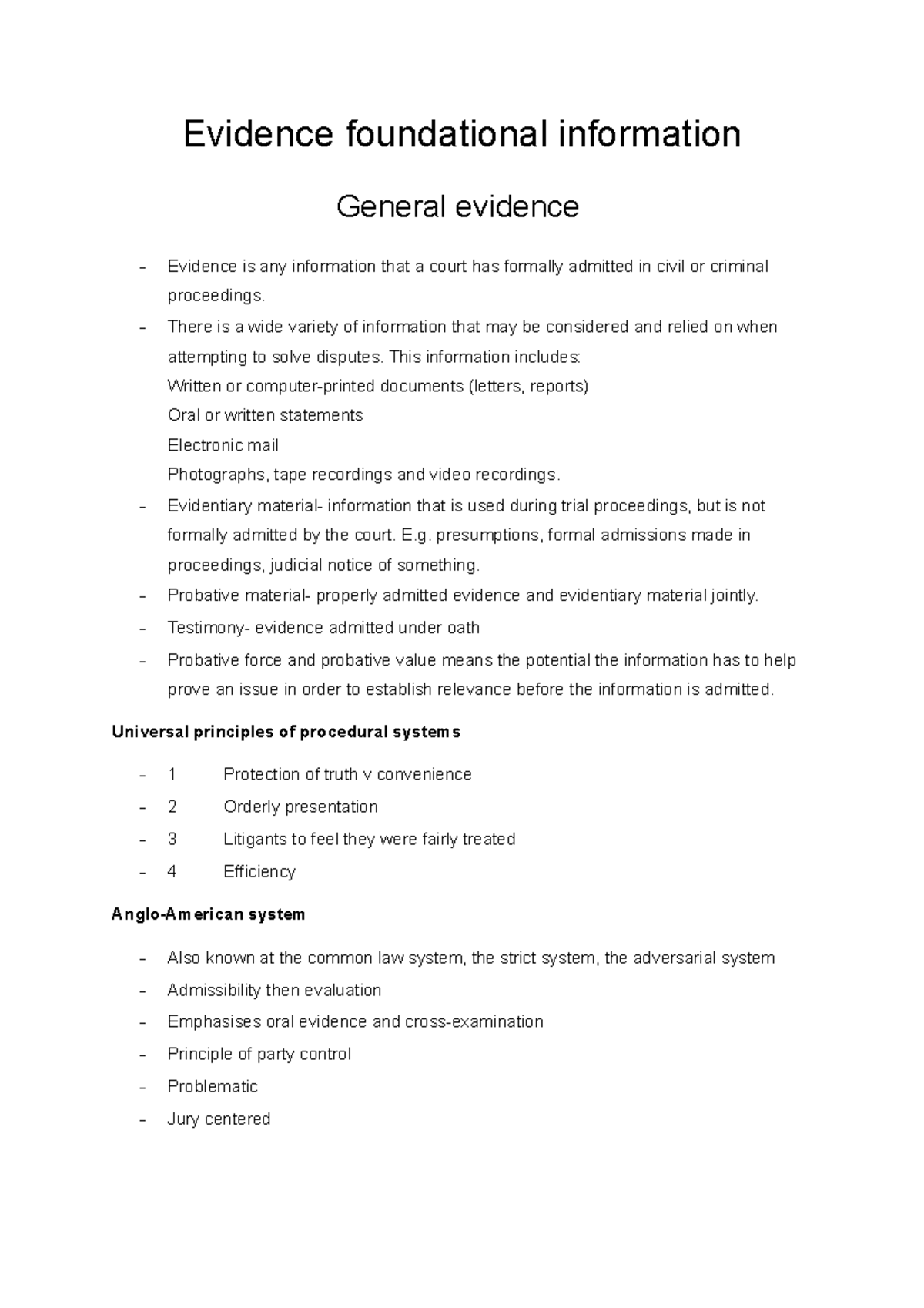 Evidence chapter Evidence foundational information General evidence Evidence is any