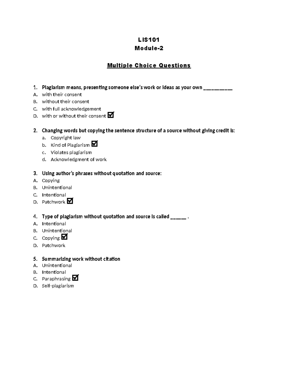 Module - 2-Revision Paper - LIS Module- Multiple Choice Questions 1 ...