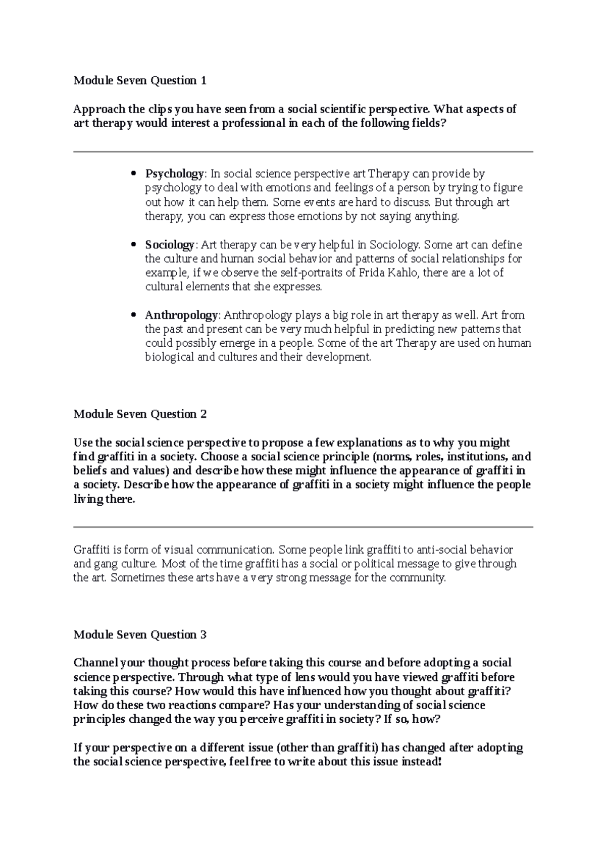 SCS 200 Applied Social Sciences Assignment - Module Seven Question 1 ...