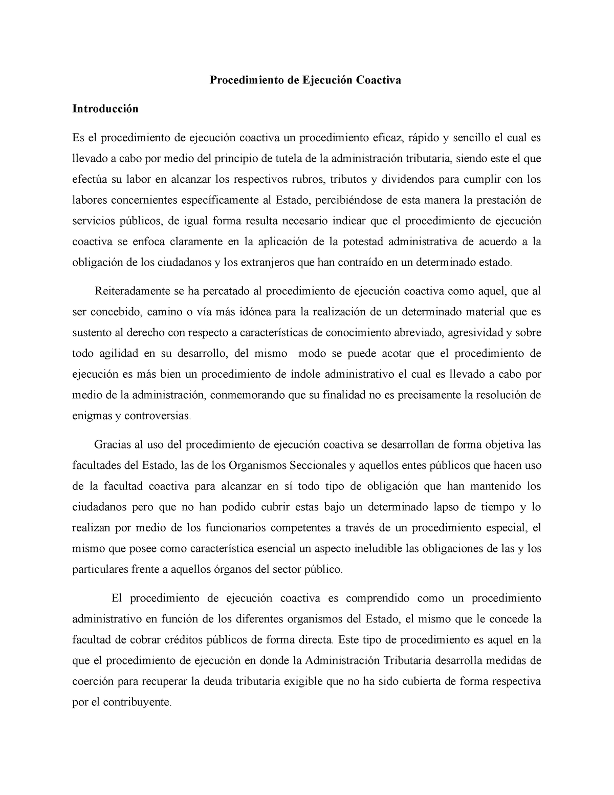 Procedimiento De Ejecución Coactiva 2 - Derecho Civil - Studocu