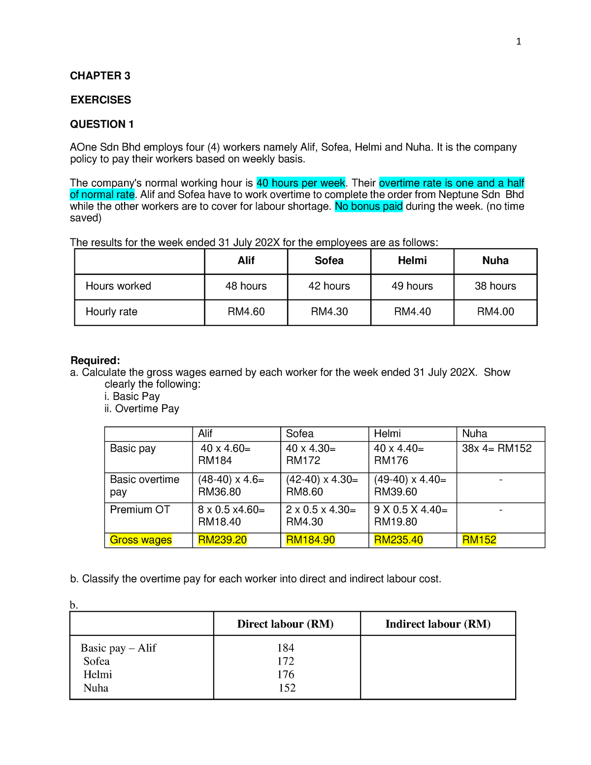 Chapter 3 ACC166 - Accounting Notes - 1 CHAPTER 3 EXERCISES QUESTION 1 ...