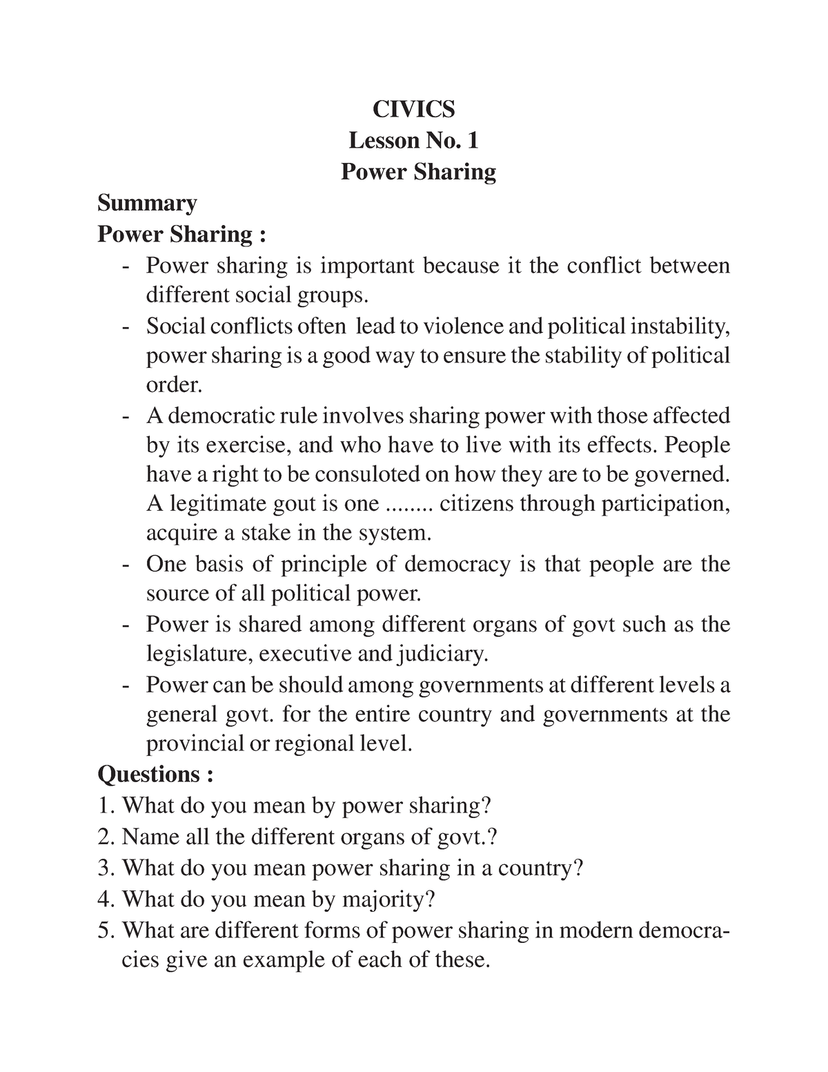 power sharing assignment pdf