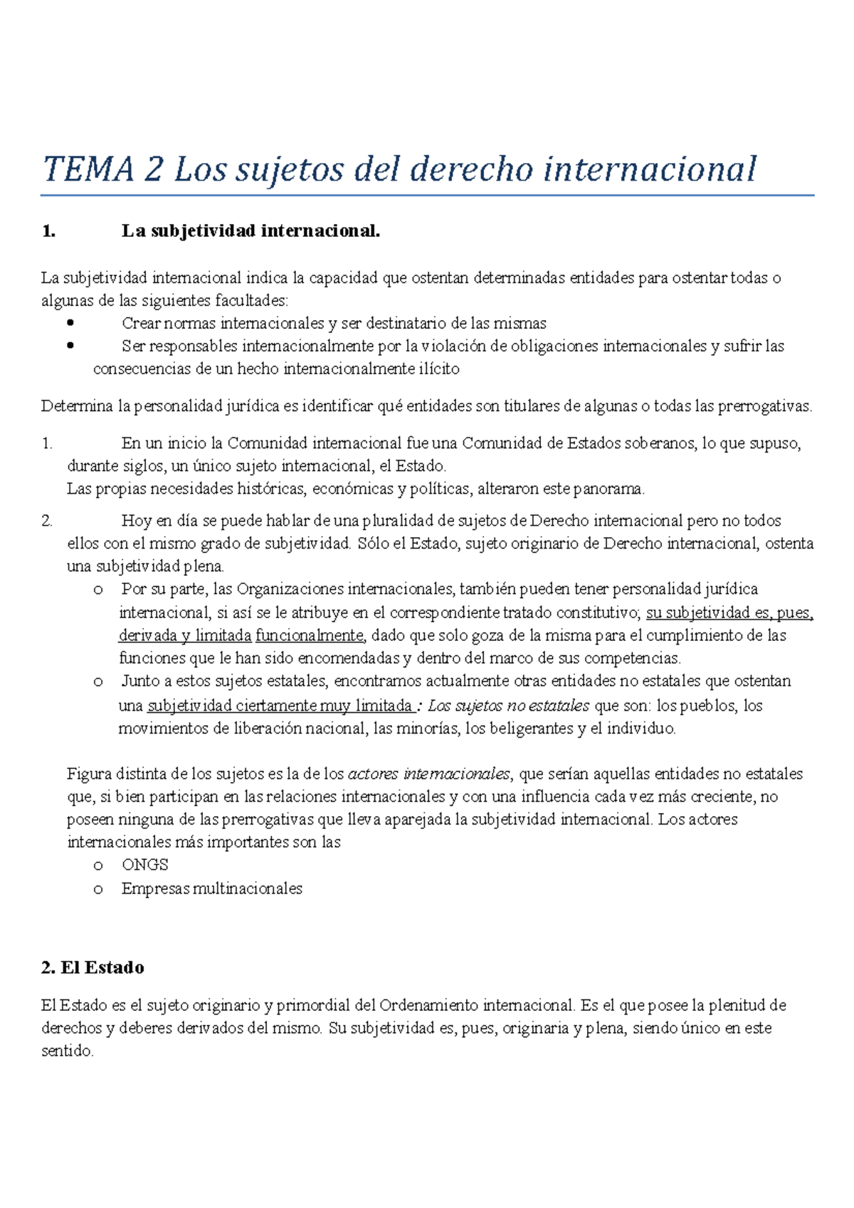 TEMA 2 - Apuntes TEMA 2 - TEMA 2 Los Sujetos Del Derecho Internacional ...