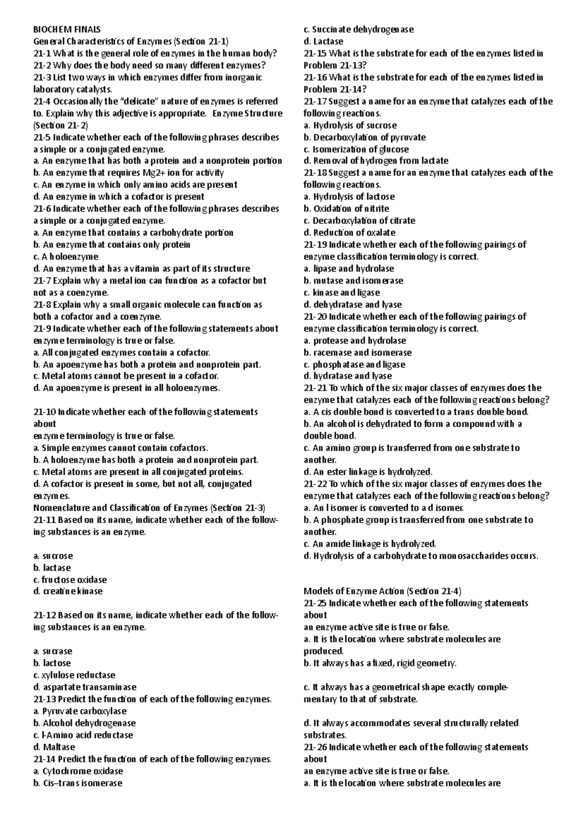 Biochem Finals - Bio chemistry - BIOCHEM FINALS General Characteristics ...