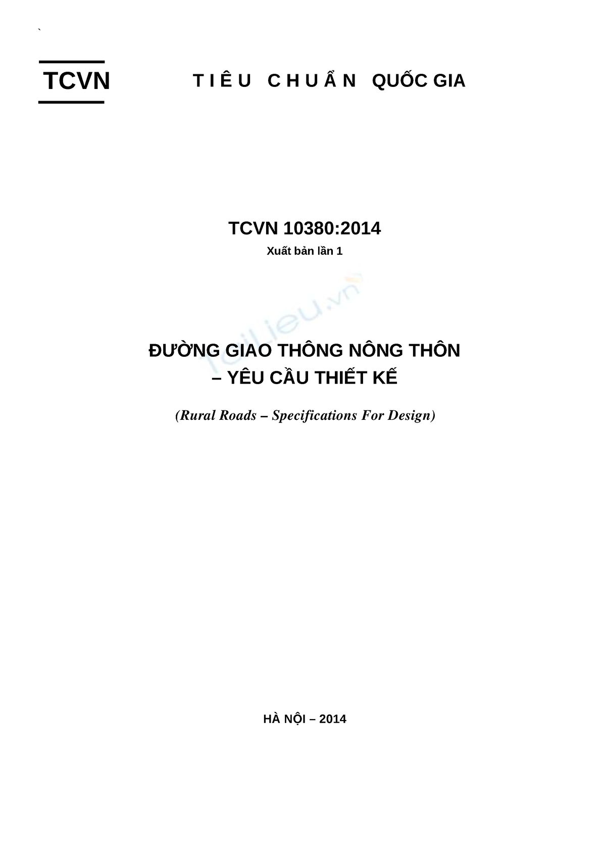 Vi Tcvn10380 2014 5137(TỐC ĐỘ THIẾT KẾ) - ` TCVN T I Ê U C H U Ẩ N QUỐC ...