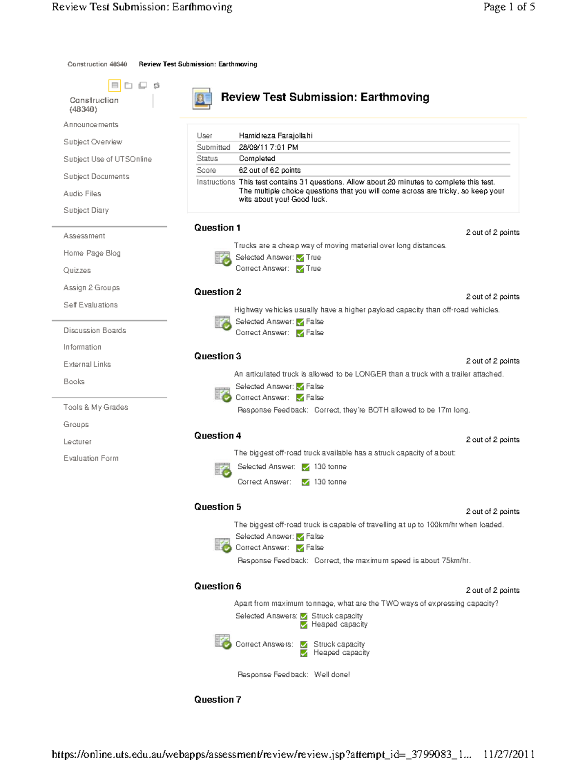 Earthmoving Construction Test Review Studocu