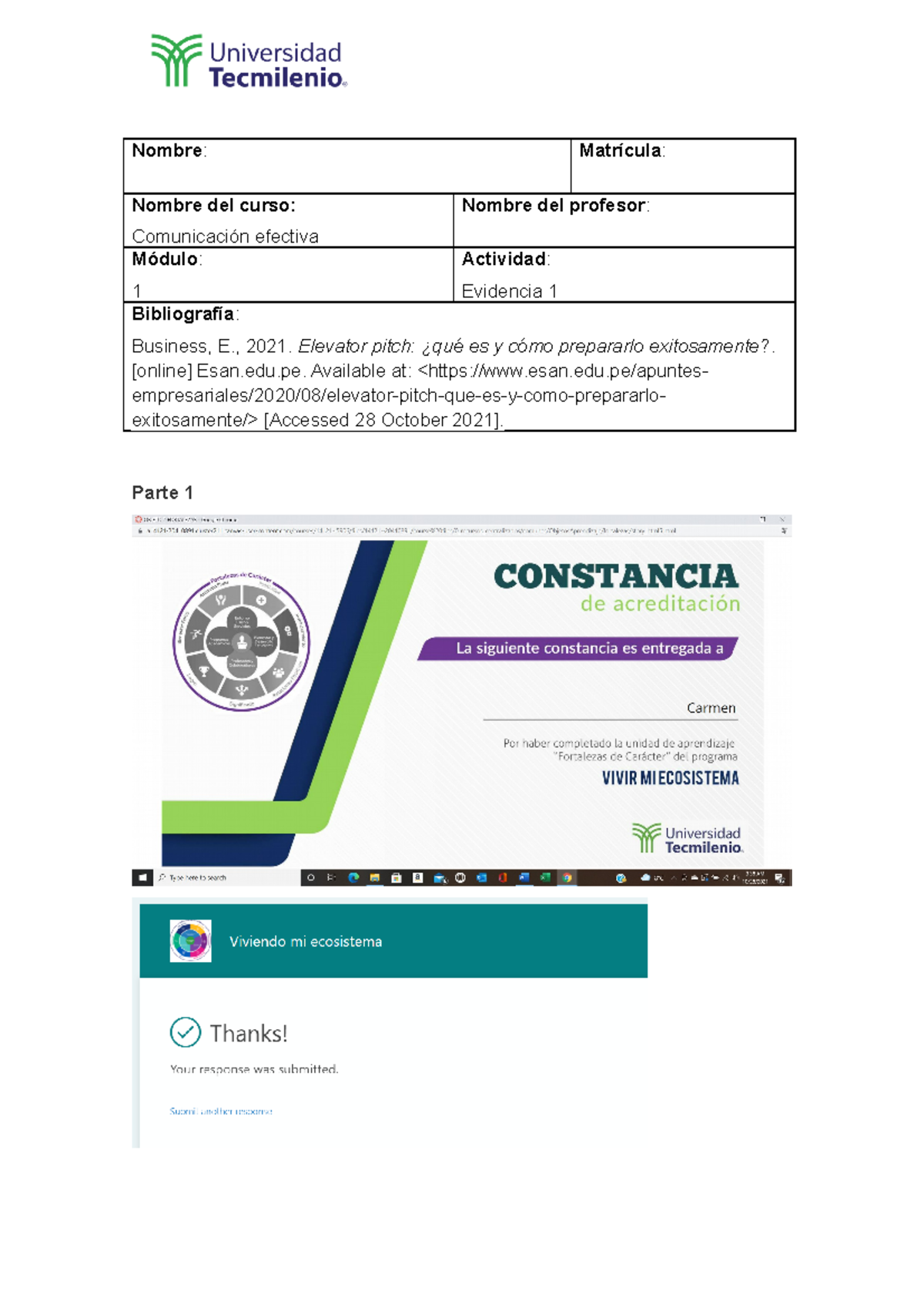 Evidencia 1 comunicacion efectiva - Nombre : Matrícula : Nombre del ...