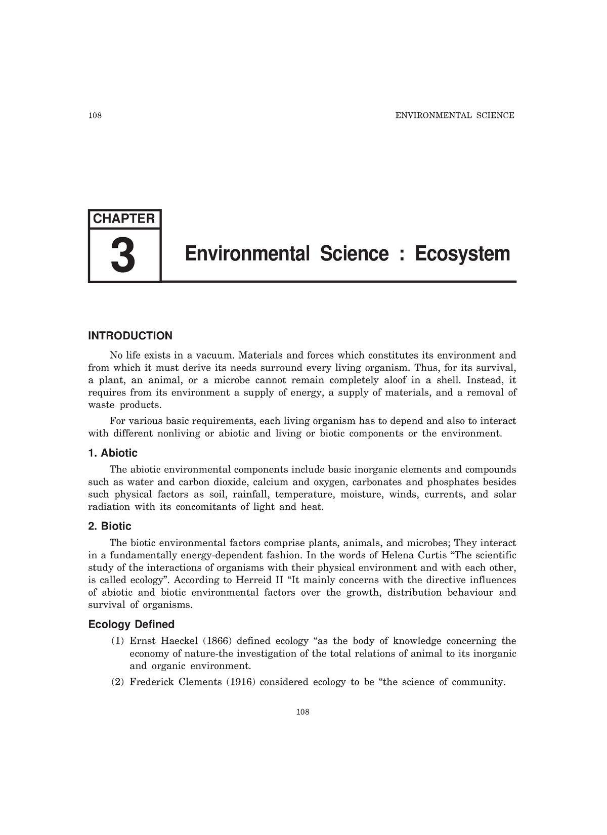 Chapter Three Environmental Science - 108 ENVIRONMENTAL SCIENCE ...