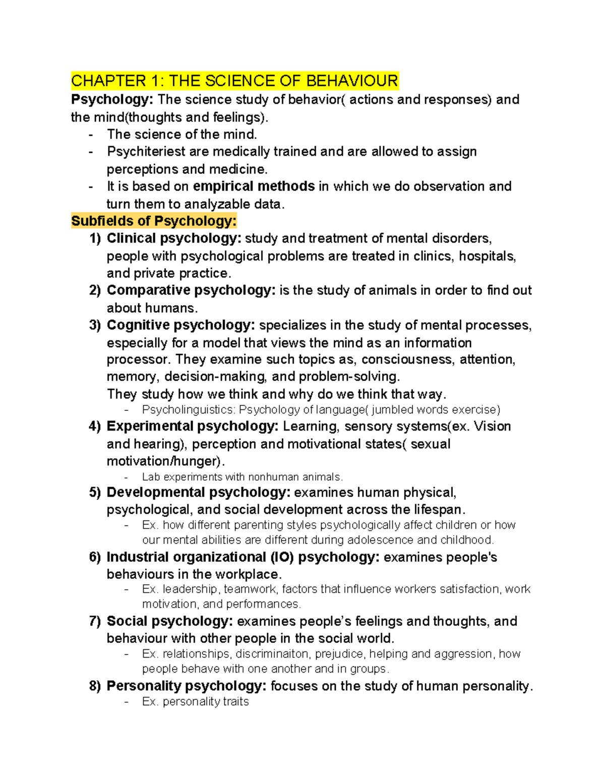 Chapter 1 THE Science OF Behaviour - CHAPTER 1: THE SCIENCE OF ...