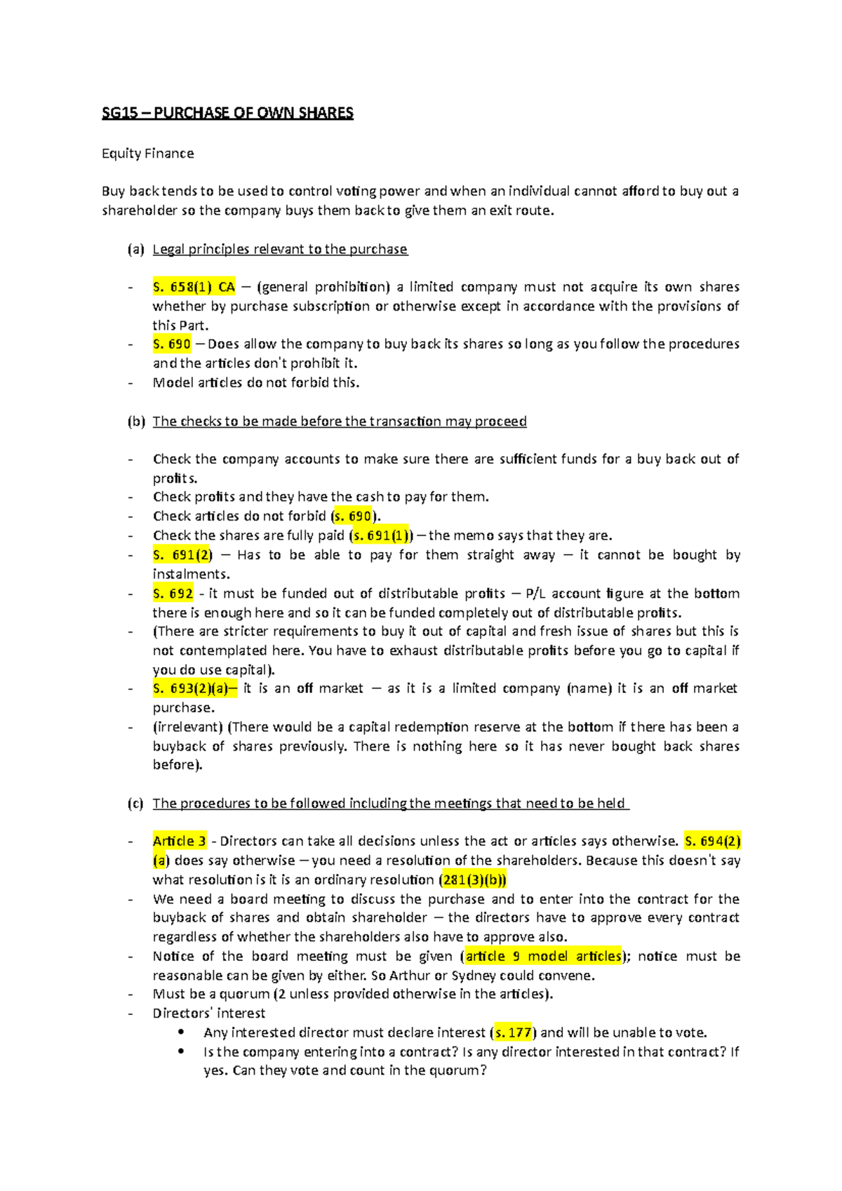 SG15 – Purchase OF OWN Shares - SG15 – PURCHASE OF OWN SHARES Equity ...