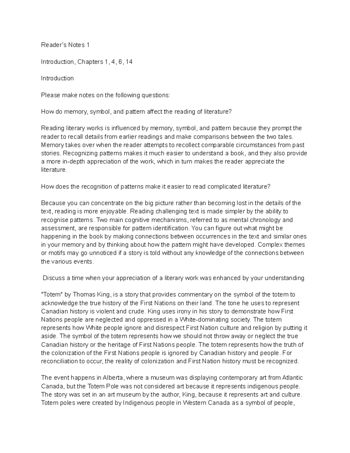 Reader’s Notes 1 - ms.smith - Reader’s Notes 1 Introduction, Chapters 1 ...