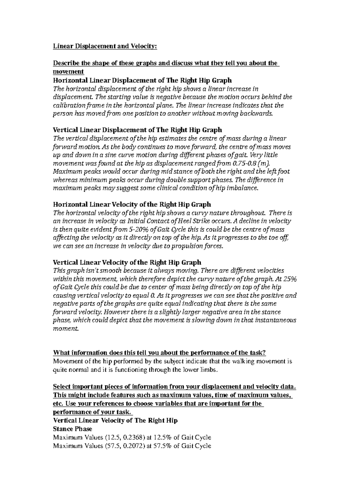 Linear Displacement and Velocity Questions Linear Displacement and