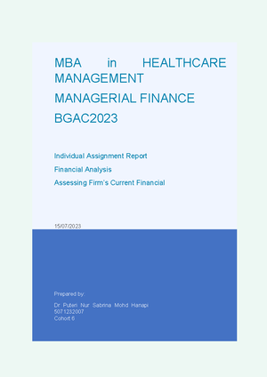 23Final Assign MBA - Sample question - i FINAL INDIVIDUAL ASSIGNMENT ...