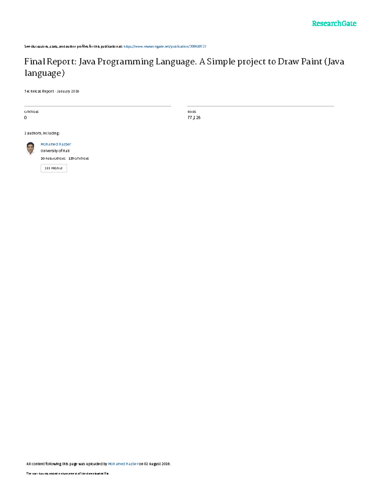 Java report see discussions stats and author profiles for this