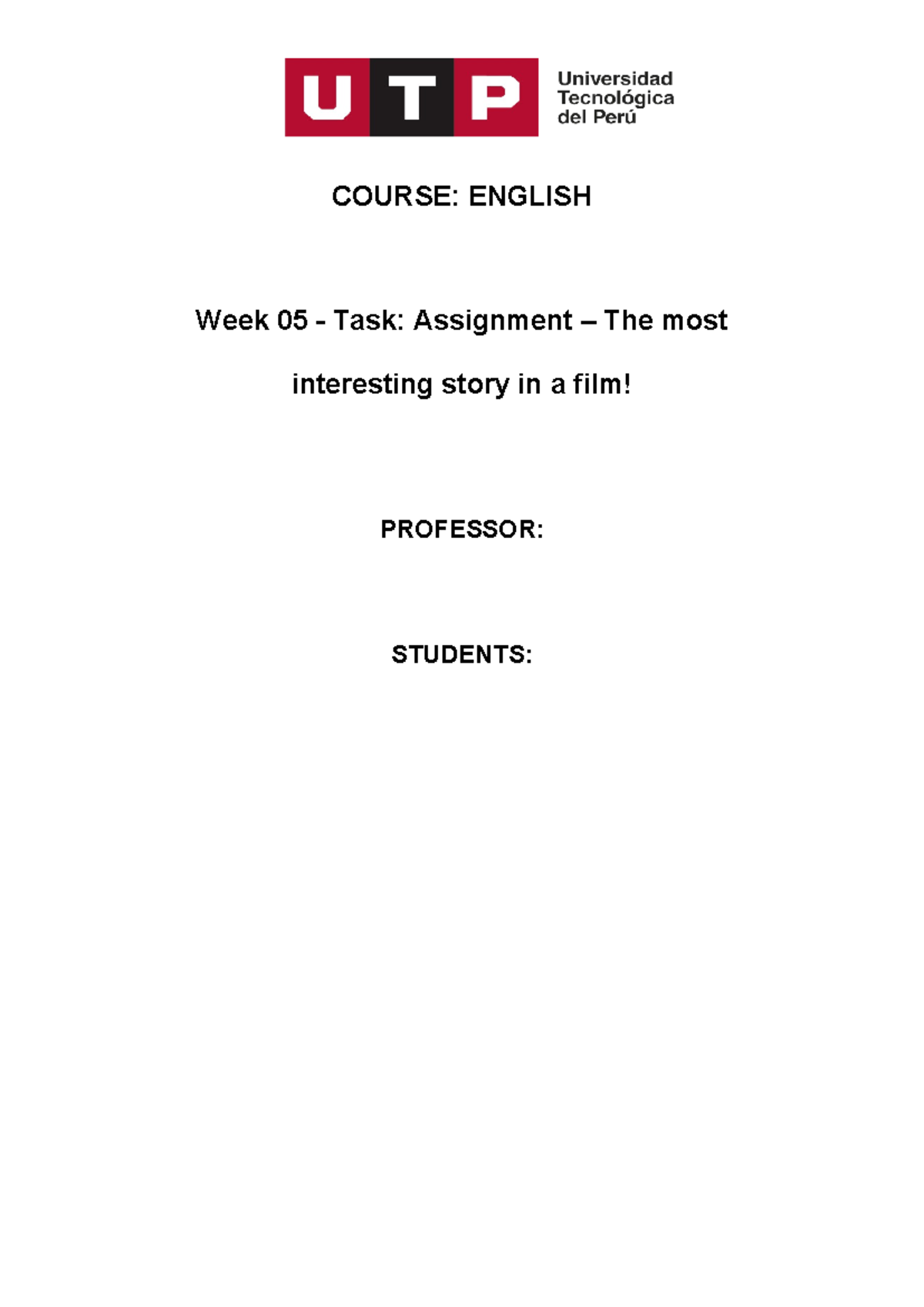 WEEK 5 - Ingles IV - tarea - COURSE: ENGLISH Week 05 - Task: Assignment ...