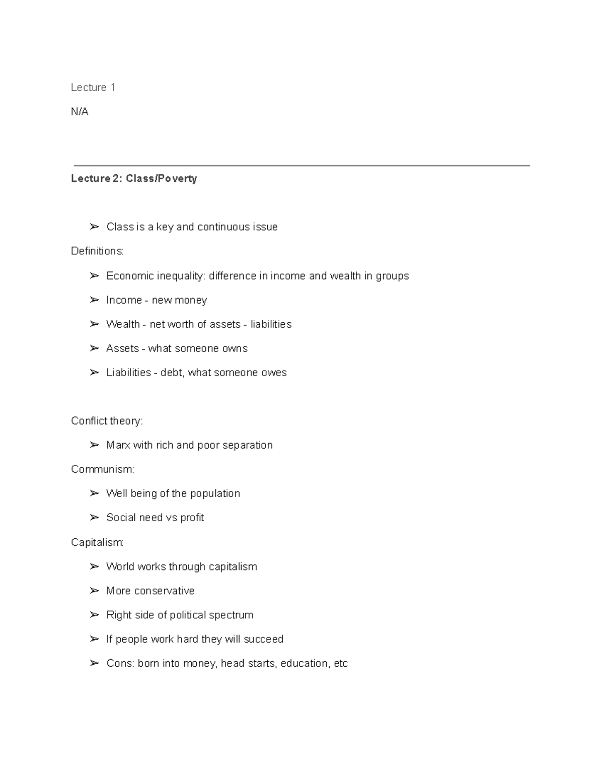 Social Problems Notes - Lecture 1 N/A Lecture 2: Class/Poverty Class is ...